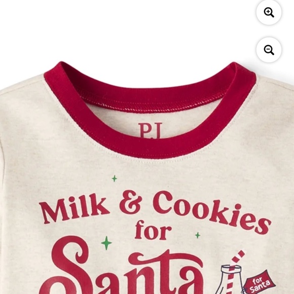 The Children’s Place Unisex Milk & Cookies For Santa 2 PC Pajama Set Size 8 NWT - Picture 3 of 6
